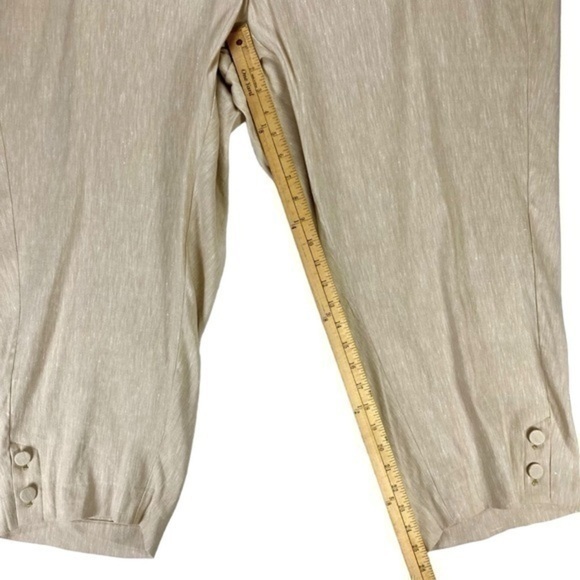 J. Jill Linen Pants Women 4X Tan Stretch Elastic Waistband Cropped Beach Coastal - Picture 9 of 12